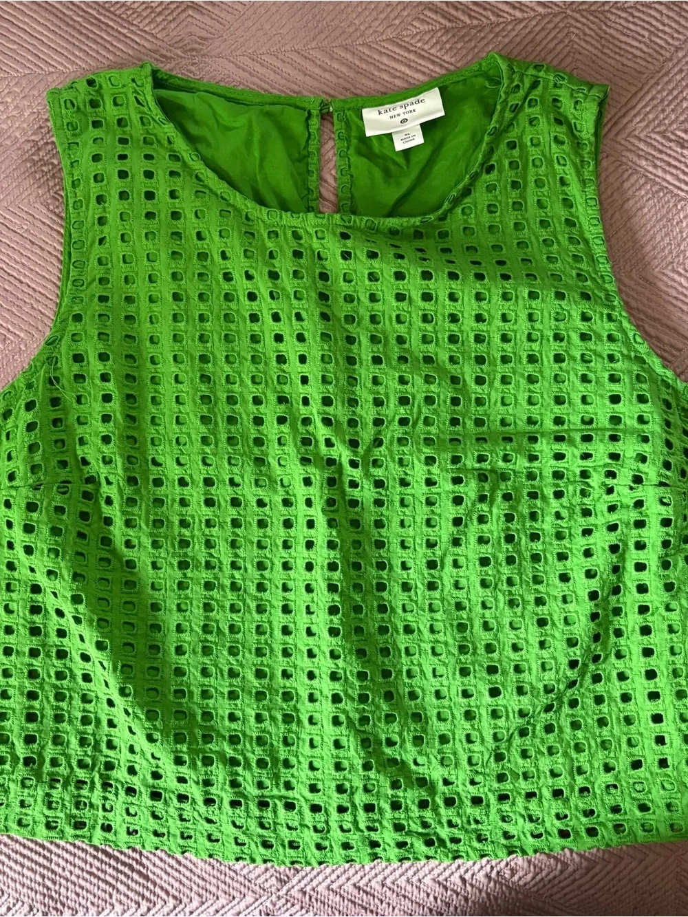 Kate Spade x Target XL Green Boxy Sleeveless Eyelet Crop To